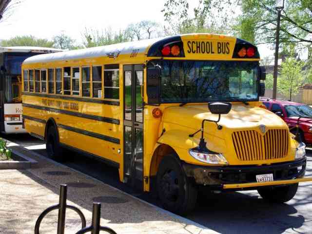 He takes the school bus