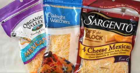 Supermarket Cheese Crumbles and Shredded Cheese Bags